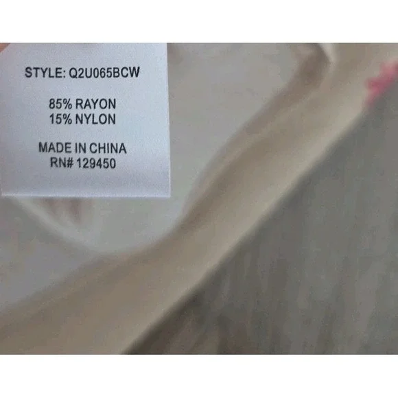 Como Black Woman 2X Floral Tie Neck Blouse Long Sleeve Rayon Beige - Picture 8 of 12